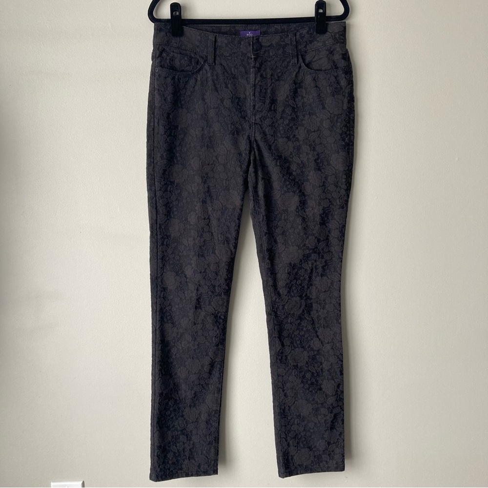 NYDJ‎ Women’s Lift Tuck Black Floral Pattern Leggings Jeans Size 10 - Picture 2 of 14